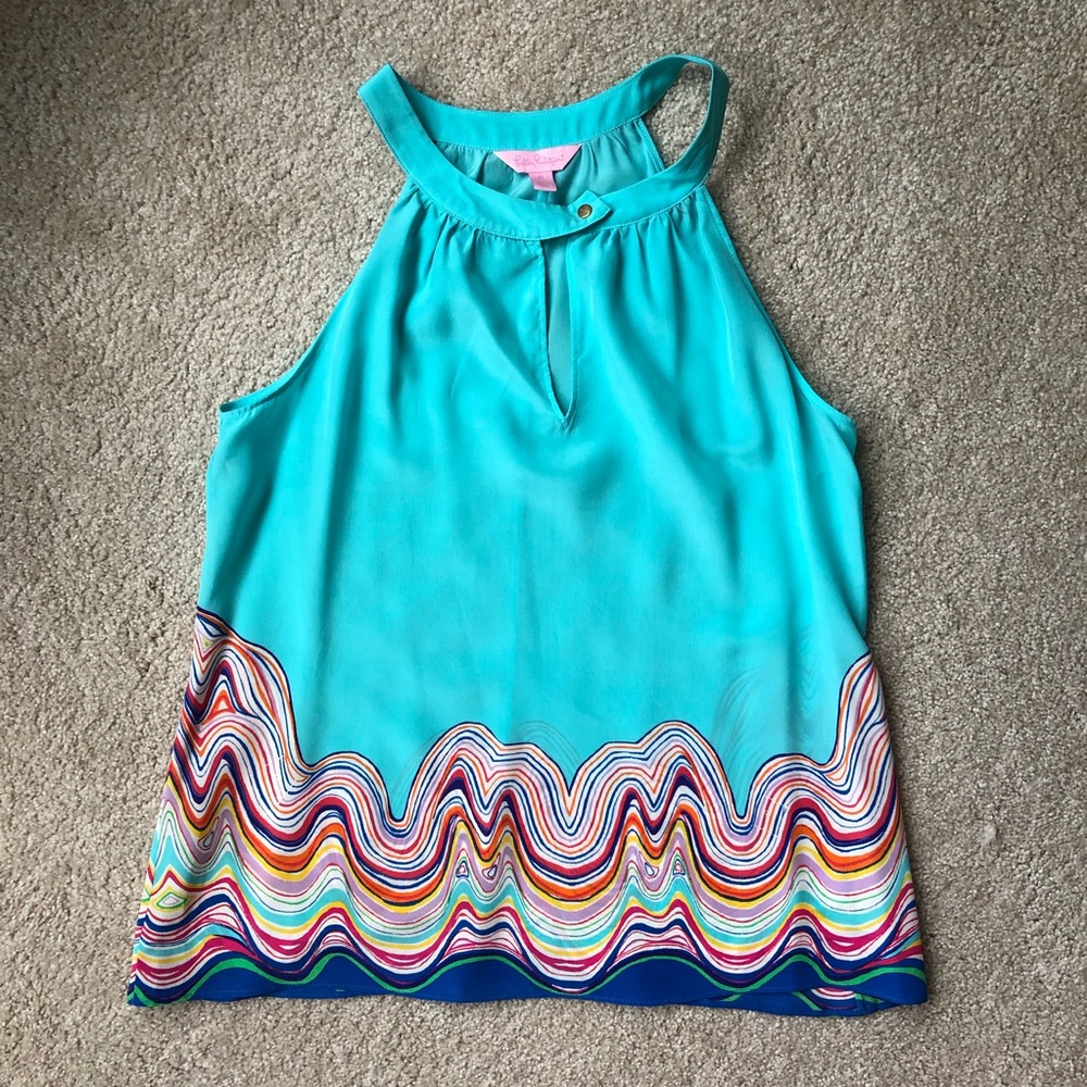 Vibrant Blue Silk Lilly Pulitzer Halter Top